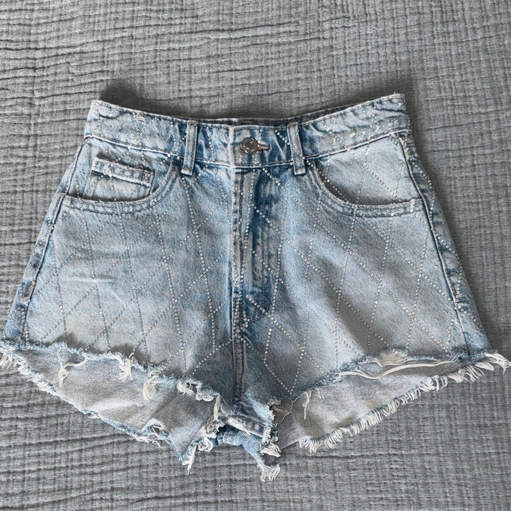 Zara Rhinestone Denim Women Shorts